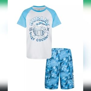 Hurley Floral Print Coconut Swim T-Shirt and Shorts